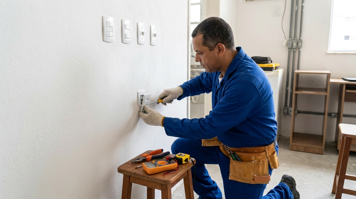 Instalacao de tomada e interruptor profissional em Cotia‑SP