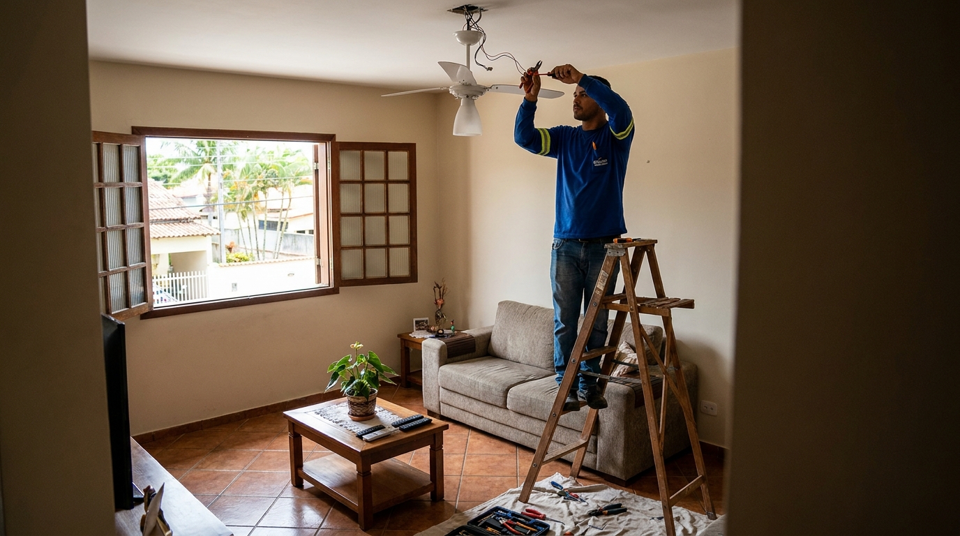 Instalacao de ventilador de teto profissional em Cotia‑SP